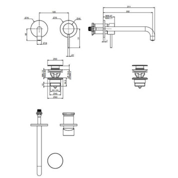 Fima Carlo Frattini Spillo Up Cмеситель для раковины, встраиваемый, излив: 20см., цвет: брашированный никель. F3600W, F3051WLX9SN-1