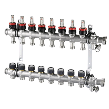Гребенка, Multidis SFR, 11 выходов, 1x 3/4 ЕК, нержавеющая сталь, с ротаметрами