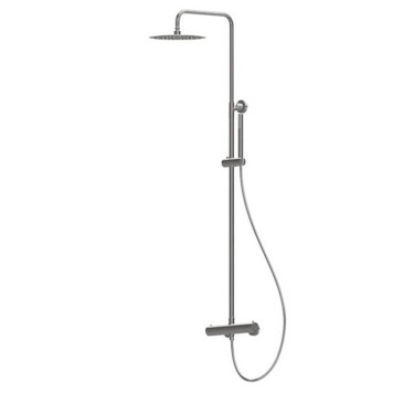 Newform X-STEEL 316 Душевая стойка с термо смес., верхний душ 25см, ручной душ, шланг 150 см, цвет: INOX. 69650X.50.050