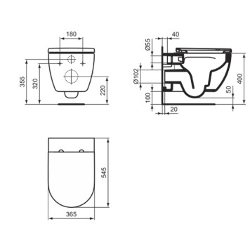 Ideal Standard Ellisse Унитаз подвесной, безободковый, с сиденьем, цвет: белый. T569201-4