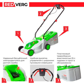 Газонокосилка аккумуляторная бесщеточная REDVERG RD-LM18-330BL/U (без акк, без з/у)-11