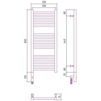 Сунержа Модус 3.0 Полотенцесушитель электрический 30x80h, лев., цвет: без покрытия 00-5700-8030-1