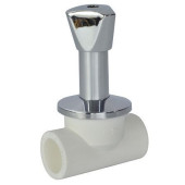 Клапан PP-R бел запорн хром Дн20х90гр Ру25 LUX РосТурПласт 14188
