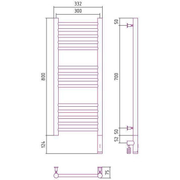 Сунержа Богема 3.0 Полотенцесушитель электрический 30x80h, прав., цвет: мат. белый 30-5805-8030-1