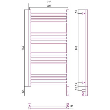 Сунержа Богема 3.0 Полотенцесушитель электрический 50x100h, прав., цвет: мат. белый 30-5805-1050-1