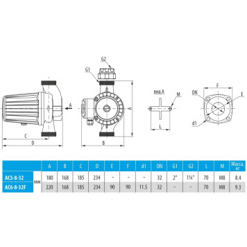 Насос циркуляционный AQUARIO AC 6-8-32F (5683)-4