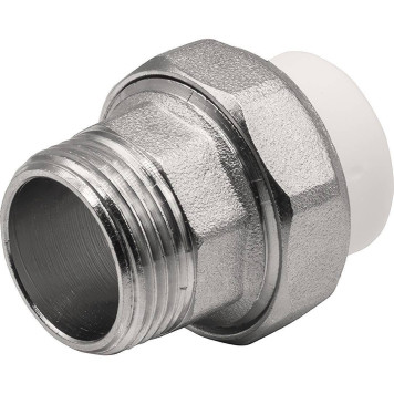 Муфта THERMOLIGHT комбинированная разъемная PP-R НР 20х3/4 белый (10/250)