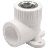 Угольник THERMOLIGHT комбинированный PP-R ВР с креплением 25х1/2 белый (10/100)