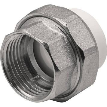Муфта THERMOLIGHT комбинированная разъемная PP-R ВР 25х1 белый (10/170)