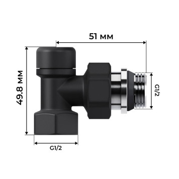 Набор термостатический угловой Royal Thermo Design 1/2М30х1,5 (Черный)-5