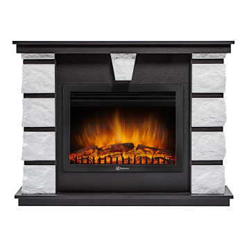 Каминокомплект: Очаг Electrolux EFP/P-2520LS N, портал Excalibur 25 камень белый-1