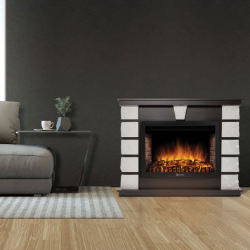 Каминокомплект: Очаг Electrolux EFP/P-2520LS N, портал Excalibur 25 камень белый-4