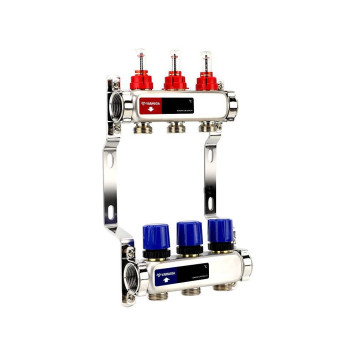 Группа коллекторная с расходомерами VARMEGA VM15103 ВР 1, на 3 контура 3/4 EK, нерж. сталь