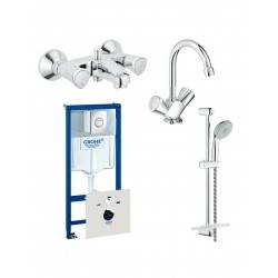 Комплект для ванной комнаты GROHE Costa S: набор смесителей, душевой гарнитур и система инсталляции