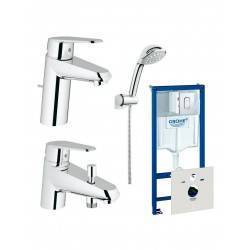 Комплект для ванной комнаты GROHE Eurostyle Cosmopolitan: смесители, душевой набор и система инсталляции.