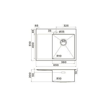 Omoikiri Akisame 65-R-GM Кухонная мойка нерж. сталь 65x51 см, цвет: вороненая сталь 4973098-2