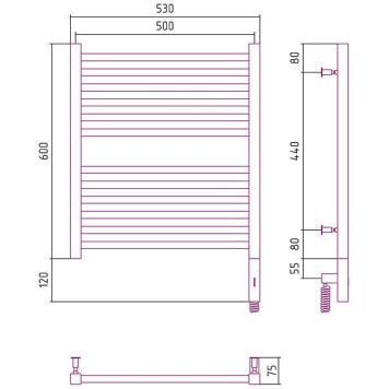 Сунержа Модус 3.0 Полотенцесушитель электрический 50x60h, прав., цвет: мат. черный 31-5701-6050-1