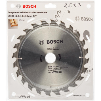 Диск пильный Bosch твердосплавный 230х30х 24 ECO (381)
