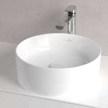 VilleroyBoch Collaro Раковина накладная 400*400*145h, без отв. под смеситель, без перелива, TitanCeram, цвет альпийский белый. 4A184001-3