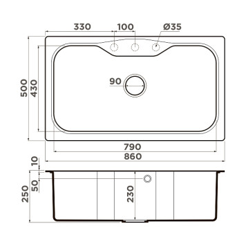 Omoikiri Maru 86-SA Кухонная мойка Tetogranit 86x50 см, цвет: бежевый 4993140-1
