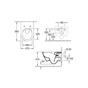 Villeroy amp;Boch Subway 2.0, Унитаз подвесной 370*560*365, безободковый, в комплекте сиденье SlimSeat, микролифт, цвет альпийский белый-13