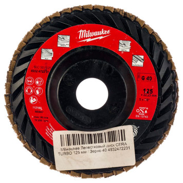 Круг тарельчатолепестковый Milwaukee SLC50/125G40 CERA TURBO 125 мм/зерно 40 (231)