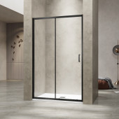 Душевая раздвижная дверь-купе в нишу PA-114B профиль черный 1400