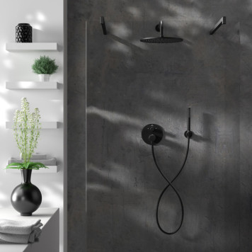 Ideal Standard Ceratherm T100 Душевой комплект: встраиваемый термостатический смеситель, верхний душ Oslash;30см., держатель, лейка для душа и шланг 175см., цвет: черный матовый. A7573XG-3