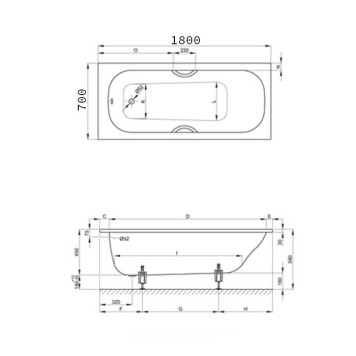 Bette Classic Ванна с шумоизоляцией встраиваемая, 180х70х45см., цвет: белый-4