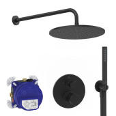 Ideal Standard Ceratherm T100 Душевой комплект: встраиваемый термостатический смеситель, верхний душ Oslash;30см., держатель, лейка для душа и шланг 175см., цвет: черный матовый. A7573XG