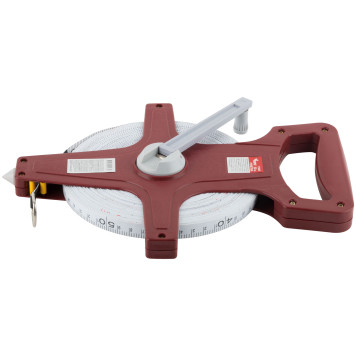 Рулетка землемерная, красный открытый корпус, фибергласовая лента 50 м-3