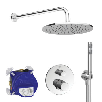 Ideal Standard Ceratherm T100 Душевой комплект: встраиваемый термостатический смеситель, верхний душ Oslash;30см., держатель, лейка для душа и шланг 175см., цвет: хром. A7573AA