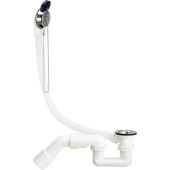 311537 Слив-перелив для стандартных ванн с цепочкой и пробкой (розетка нерж. сталь), с сифоном, 40/50, пластик 311537