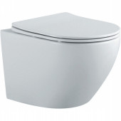AQ1901-MW ЕВРОПА Унитаз подвесной безободковый 525360320мм, тонкое сиденье с механизмом плавного закрывания, крепеж, цвет матовый белый AQ1901-MW
