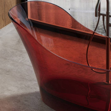 Dea Design Elegant Ванна 169x75x88см., отдельностоящая, Glasstek, прозрачная смола, цвет: pomegranate. DD8613 1690 R5-2