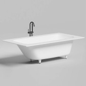 Salini Orlanda Plus Встраиваемая ванна 190х100х60cм, UpDown, сифон, щелевой слив-перелив, S-Stone, цвет: белый матовый. 102124M