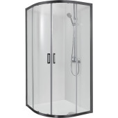 AQ ARI RO 10020BL Душевой уголок 1/4 круга, двери раздвижные 1000x1000x2000, профиль черный, стекло прозрачное AQ ARI RO 10020BL