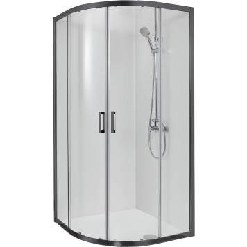 AQ ARI RO 10020BL Душевой уголок 1/4 круга, двери раздвижные 1000x1000x2000, профиль черный, стекло прозрачное AQ ARI RO 10020BL