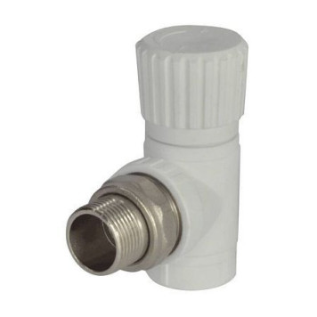 Клапан PP-R бел запорн Дн25х3/4 Ру25 НР угл д/рад РосТурПласт 10537