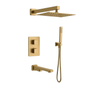 AQM8412BG Savona Набор с терм. для компл. ванны с изливом, верхним и ручн. душем, цвет золото шлиф AQM8412BG