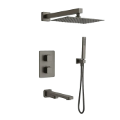 AQM8412GM Savona Набор с терм. для компл. ванны с изливом, верхним и ручн. душем, цвет металл AQM8412GM