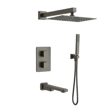 AQM8412GM Savona Набор с терм. для компл. ванны с изливом, верхним и ручн. душем, цвет металл AQM8412GM