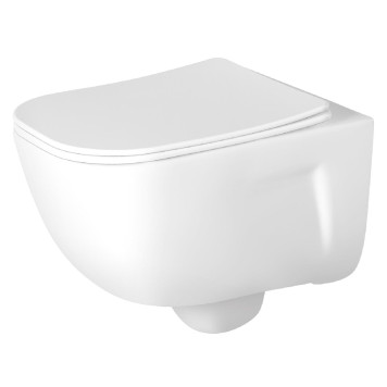 AQ2012B-00 ДИВА Унитаз подвесной безободковый с функцией биде (смеситель в компл) 510350360мм, тонкое сиденье soft-close, крепеж AQ2012B-00