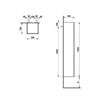 Laufen Pro S Высокий шкаф 350x335x1650 мм, 1 дверца, петли слева, 4 стеклянные полки, цвет: капучино. 4.8312.1.095.465.1-1