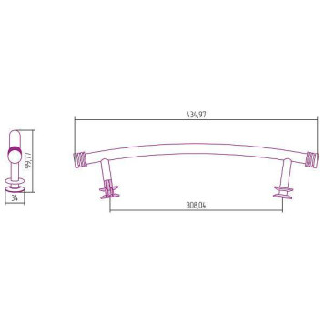 Сунержа Полка выгнутая 43,5x10x3,4h см, цвет: состаренная латунь 051-2011-0370-1
