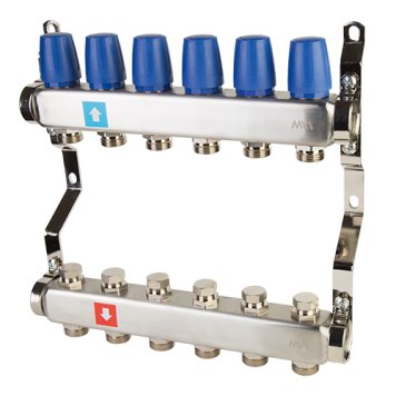 Коллектор, Premium, 1 х 3/4ЕК, 6 выходов, в сборе без расходомеров