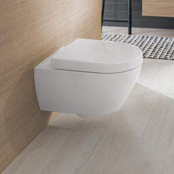 VilleroyBoch Subway 2.0 Сиденье для унитаза, с микролифтом, цвет: белый/нержавеющая сталь. 9M68S101-3