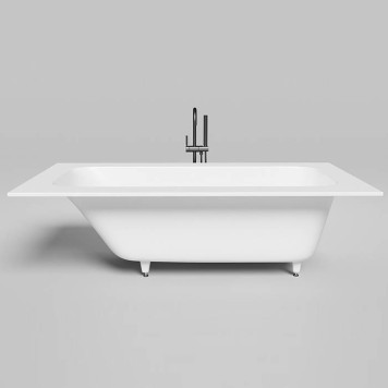 Salini Orlanda Plus Встраиваемая ванна 190х100х60cм, UpDown, сифон, щелевой слив-перелив, S-Stone, цвет: белый матовый. 102124M-1
