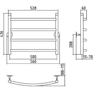 Стилье Универсал-50 Полотенцесушитель водяной для ГВС 56x43,6h см, цвет: без покрытия 00650-5050-1