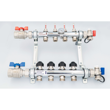 Коллектор, 1, HKV-D 2, выход-3/4 ЕК, PN, бар-6, T°C 70, с шаровыми кранами и расходомерами, нержавеющая сталь